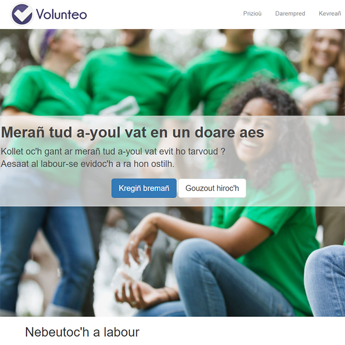 site internet de planning de bénévoles Volunteo